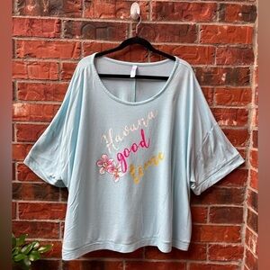 Sleep By Cacique Womens 26/28 Blue Havanah A Good Time Pajama Sleep Shirt